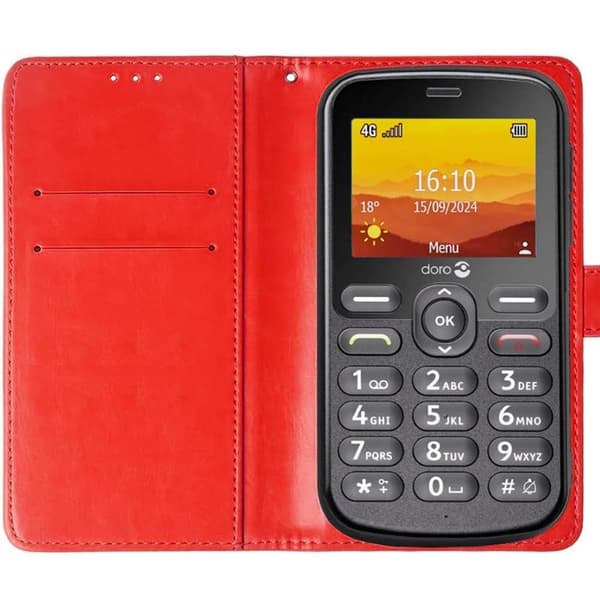 Wallet cover 2-kort til Doro Leva L10 - Rød