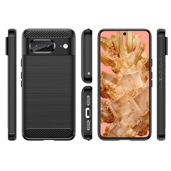 Harjattu TPU kuori Google Pixel 8 - Musta