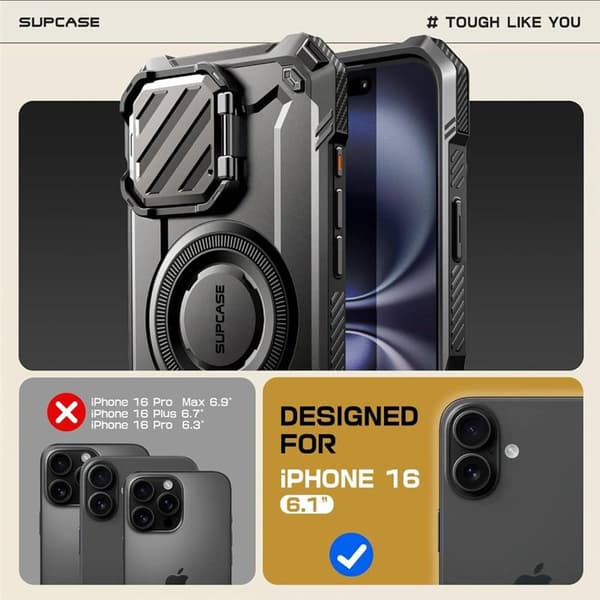 SUPCASE UB Mag XT cover til Apple iPhone 16 - Sort