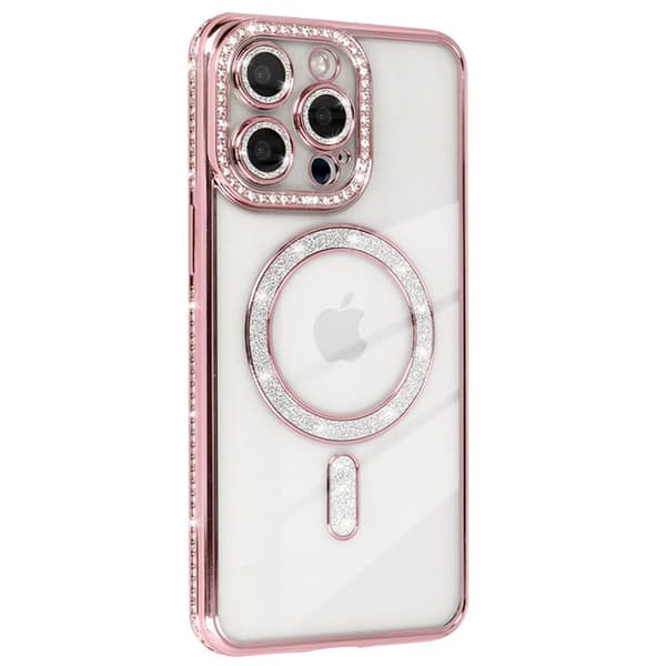 Diamond bling MagSafe cover til Apple iPhone 16 Pro - Pink