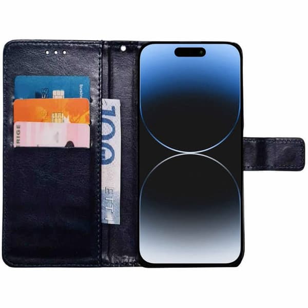 PlÃ¥nboksfodral 3-kort till Apple iPhone 15 Plus - MÃ¶rkblÃ¥