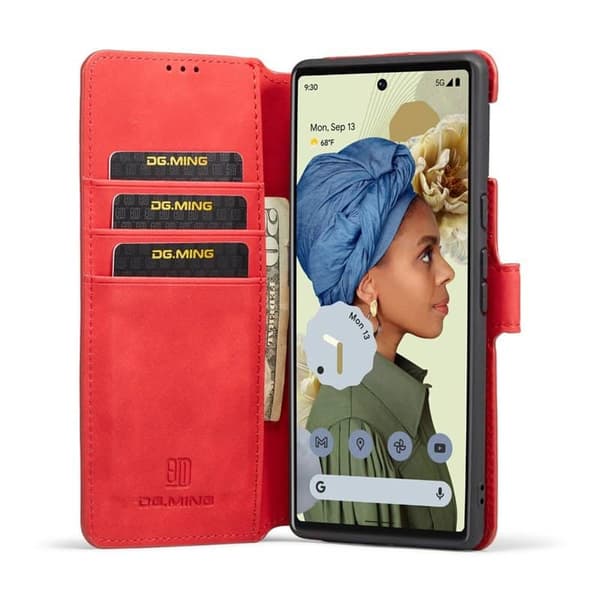 DG-Ming Wallet cover 3-kort til Google Pixel 6 Pro - Rød