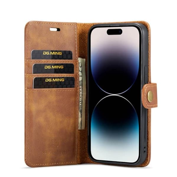 Wallet DG-Ming 2i1 til Apple iPhone 14 Pro Max - Brun
