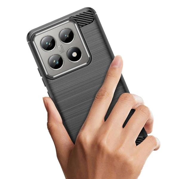 Børstet silikone cover til Xiaomi 14T - Sort