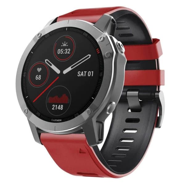Twin kellon ranneke Garmin Fenix 6 Pro - Punamusta