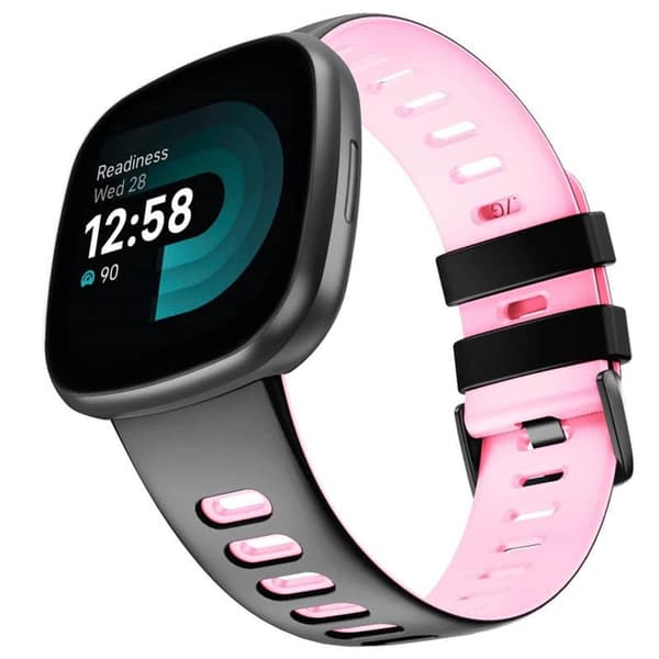 Twin Sport urrem til Fitbit Versa 4 - Sort/lyserød
