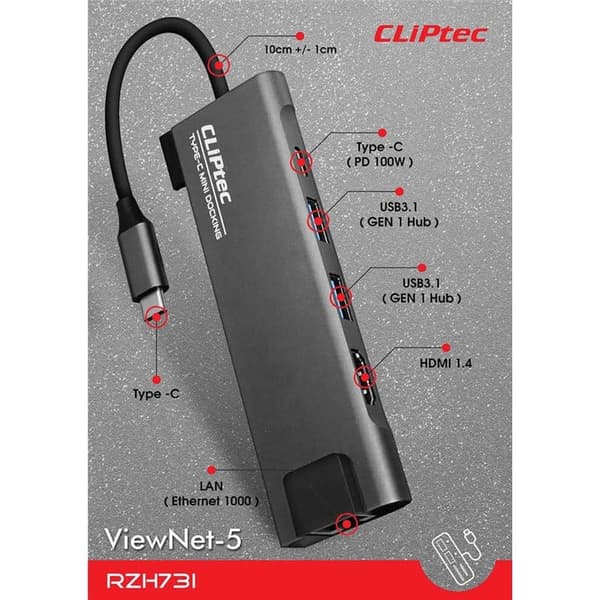 CLiPtec Adapter Hub USB-C 6in1 RZH-731