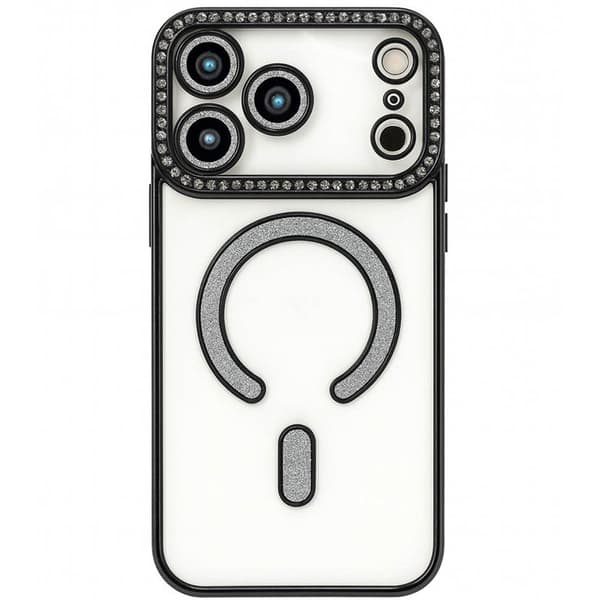 Diamond bling MagSafe cover til Apple iPhone 17 Pro - Sort