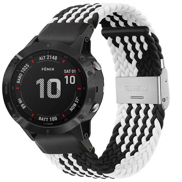 Flettet Urrem til Garmin Fenix 6X - Blackwhite