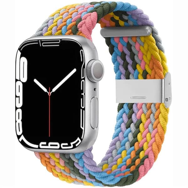 Flettet Urrem til Apple Watch 7 (45mm) - Light Rainbow