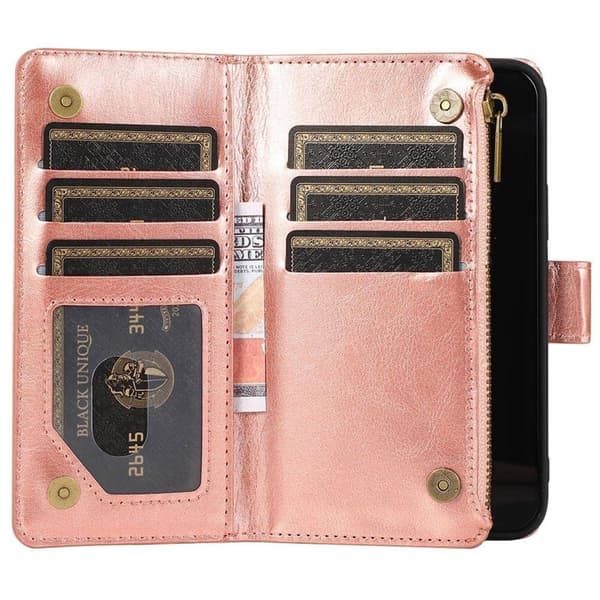 DoubleFlip Zipper 9-kort til Apple iPhone 13 Pro Max - Rose
