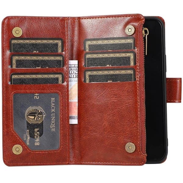DoubleFlip Zipper 9-kort til Apple iPhone 14 Pro Max - Brun