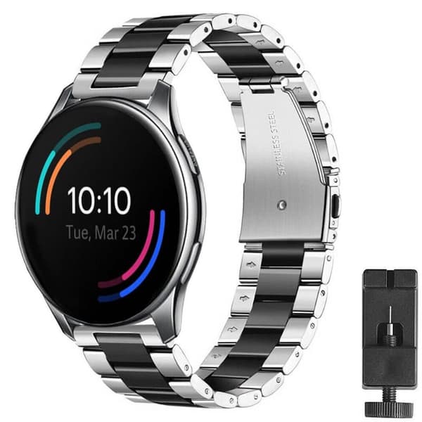 Rustfrit stÃ¥l urrem til OnePlus Watch 46mm - SÃ¸lv/Sort