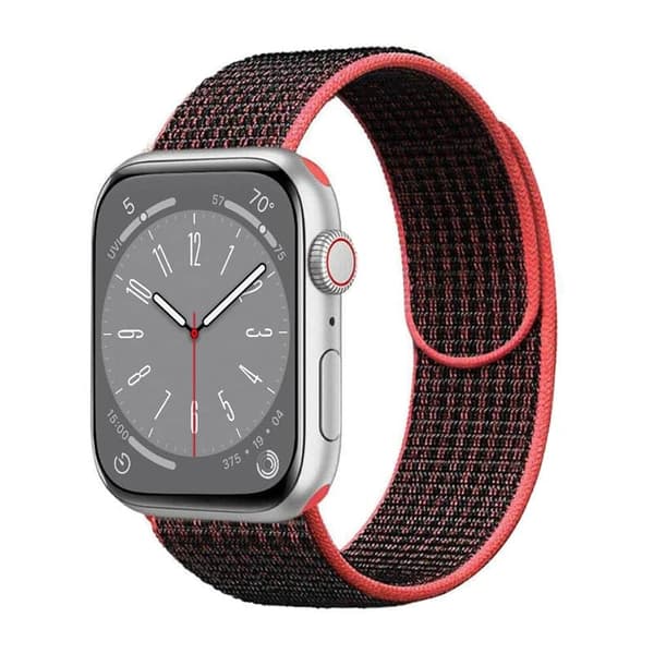 Nylon Urrem til Apple Watch 9 (41mm) - Blackred