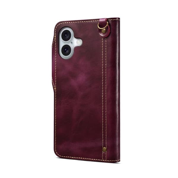 Denior mobildeksel lær til Apple iPhone 16 Plus - Dragon Fruit