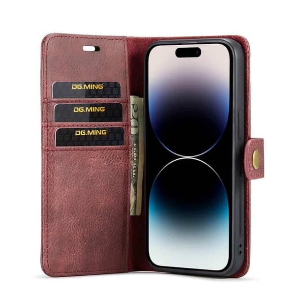 Wallet DG-Ming 2i1 til Apple iPhone 15 Pro - Rød