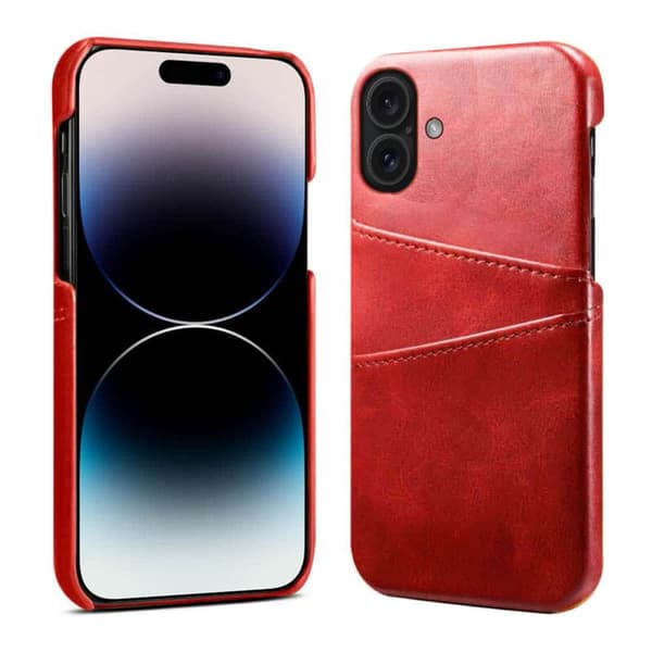 Retro deksel med kortholder til Apple iPhone 16 - RÃ¸d