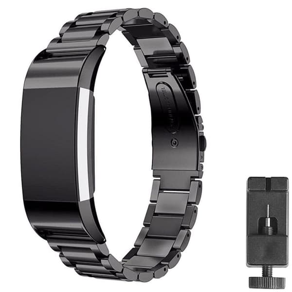 Urrem Rustfrit stÃ¥l til Fitbit Charge 3 - Sort
