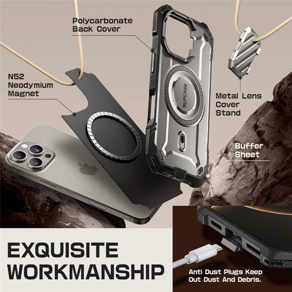 SUPCASE UB Mag XT cover til Apple iPhone 16 Pro Max - TiGray
