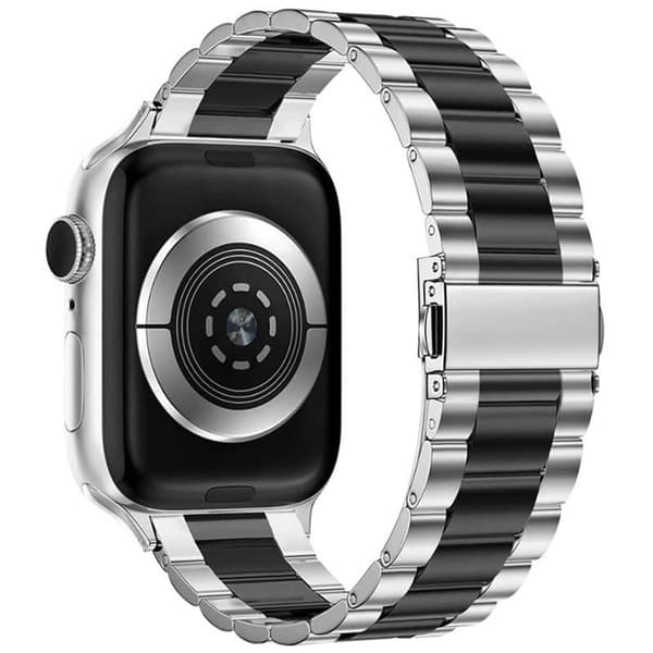 Urrem rustfrit stÃ¥l til Apple Watch 9 (41mm) - Silver/sort