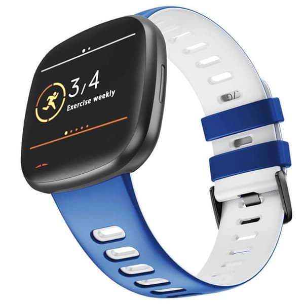 Twin Sport urrem til Fitbit Versa 3 - Blå/hvid