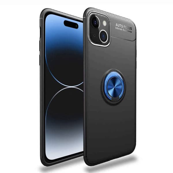 Slim Ring deksel til Apple iPhone 15 - Svart/blå
