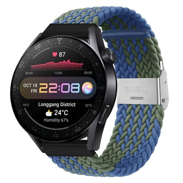Flettet Elastisk urrem til Huawei Watch 3 Pro (48mm) - blÃ¥grÃ¸n