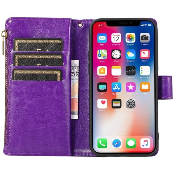 DoubleFlip Zipper 9-kort til Apple iPhone 13 - Lilla