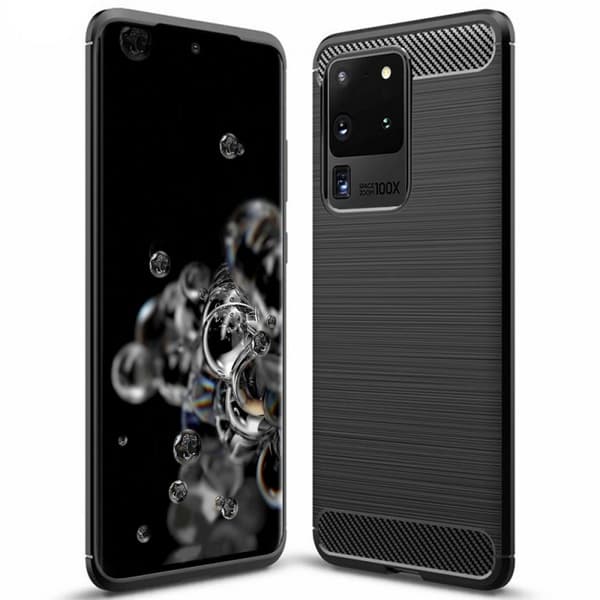Børstet silikone cover til Samsung Galaxy S20 Ultra - Sort