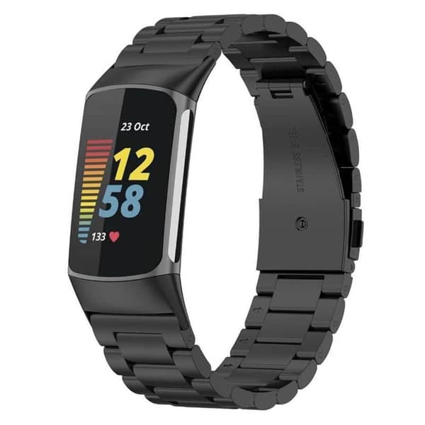 Urrem Rustfrit stÃ¥l til Fitbit Charge 5 - Sort