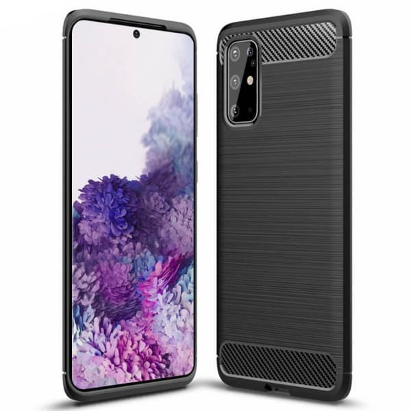 BÃ¸rstet silikondeksel til Samsung Galaxy S20 Plus - Sort