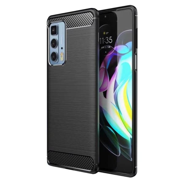 Børstet silikone cover til Motorola Edge 20 Pro - Sort