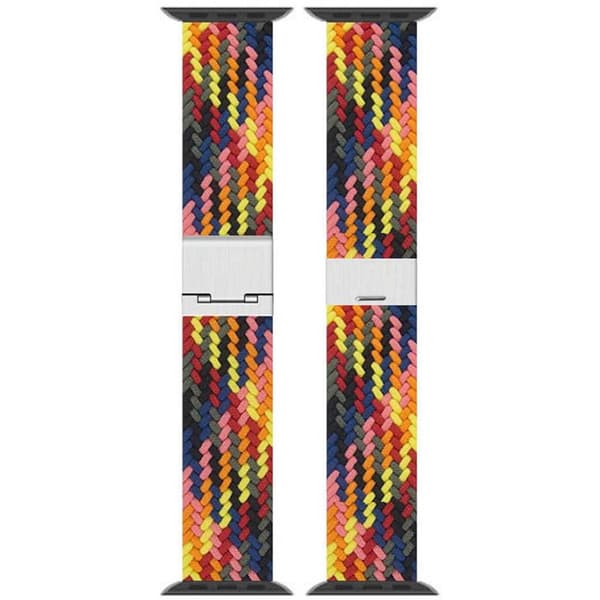 Flettet elastisk urrem til Apple Watch S12 (42mm) - Rainbow