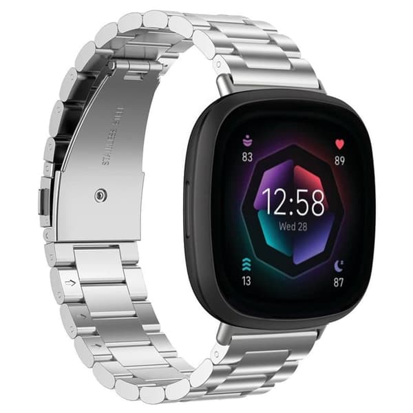 Urrem Rustfrit stÃ¥l til Fitbit Sense 2 - SÃ¸lv