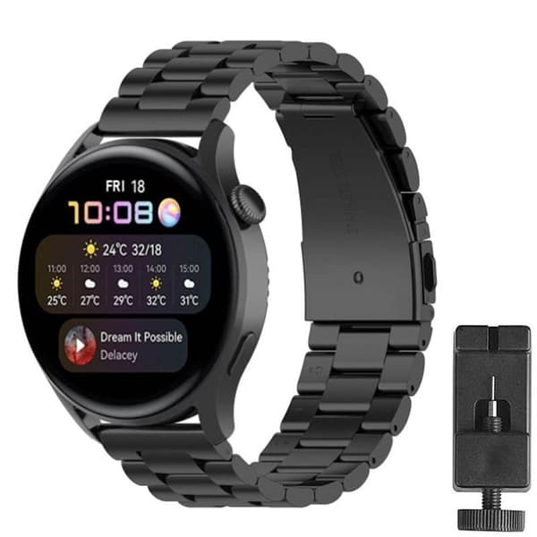 Urrem Rustfrit stÃ¥l til Huawei Watch 3 - Sort