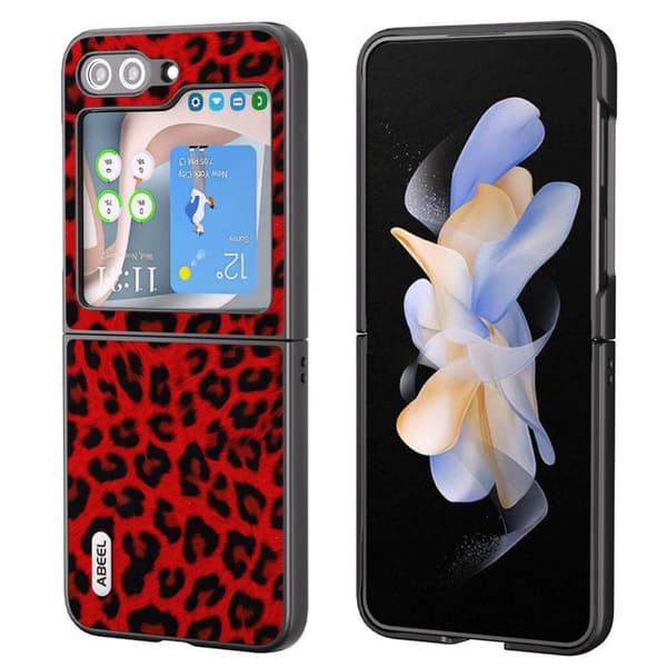 Leopardmønsterdeksel til Samsung Galaxy Z Flip 5 - Rød