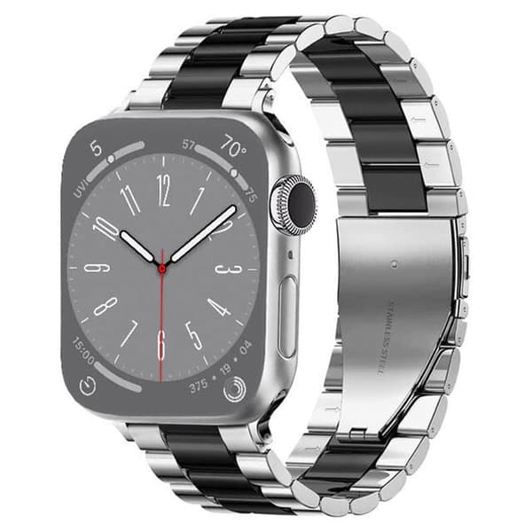 Urrem rustfrit stÃ¥l til Apple Watch 9 (41mm) - Silver/sort