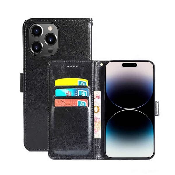 Wallet cover 3-kort til Apple iPhone 15 Pro Max - Sort