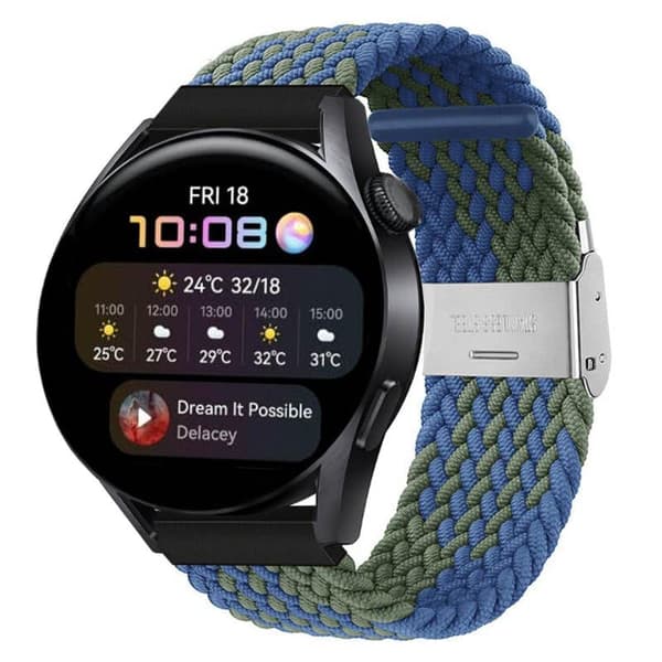 Flettet Elastisk urrem til Huawei Watch 3 (46mm) - blÃ¥grÃ¸n