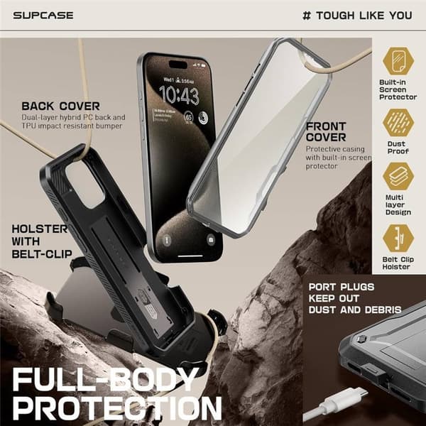 SUPCASE UB Pro cover til Apple iPhone 16 Pro - TiGray