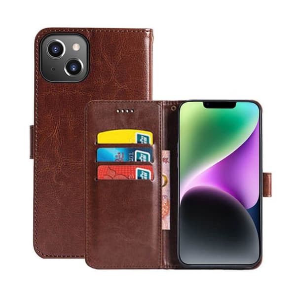 Wallet cover 3-kort til Apple iPhone 14 Plus - Brun