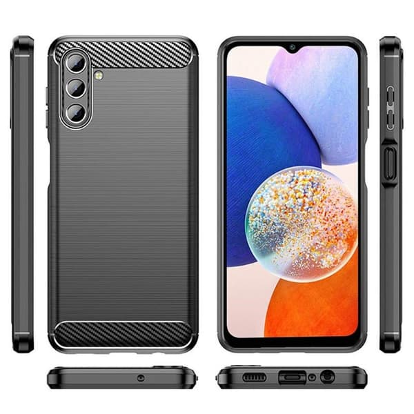 Børstet silikone cover til Samsung Galaxy A14 5G - Sort