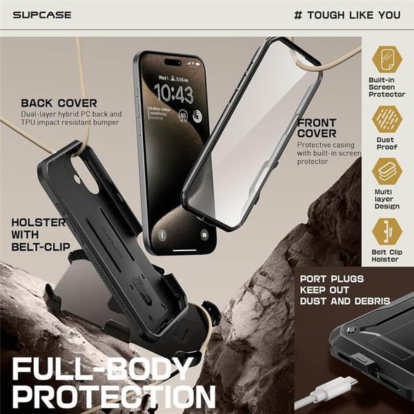 SUPCASE UB Pro cover til Apple iPhone 16 - Sort