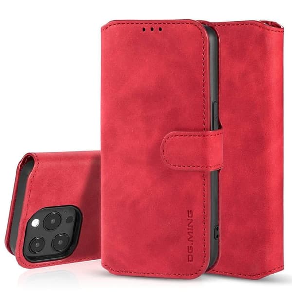 DG-Ming Wallet cover 3-kort til Apple iPhone 14 Pro Max - Rød