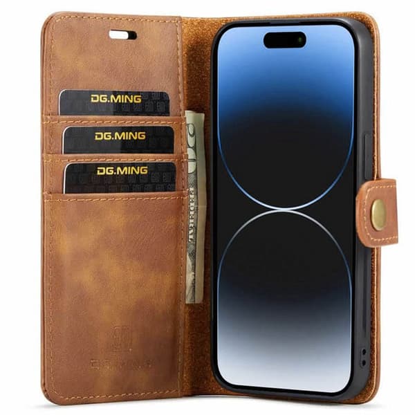 Wallet DG-Ming 2i1 til Apple iPhone 15 - Brun