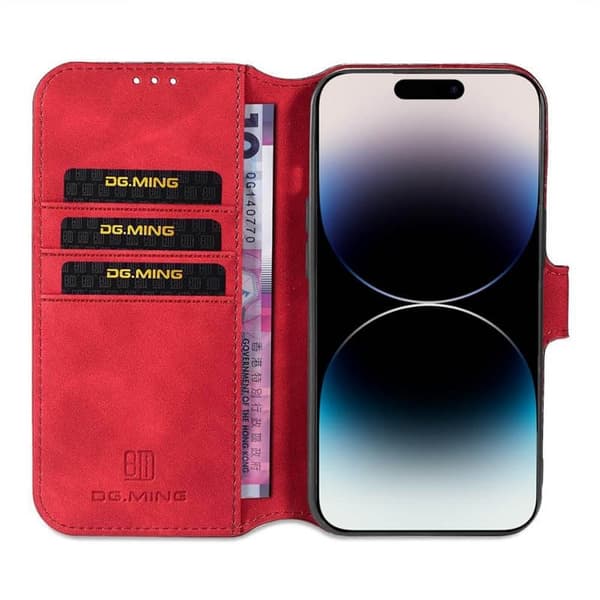 DG-Ming Wallet cover 3-kort til Apple iPhone 14 Pro - RÃ¸d