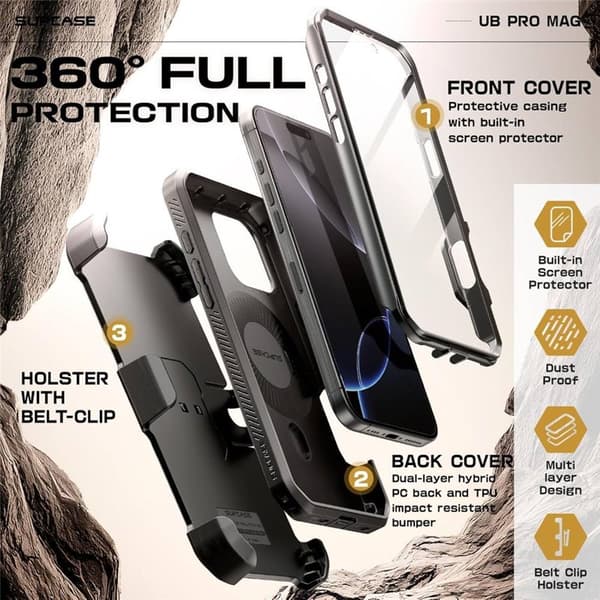 SUPCASE UB Pro Mag cover til Apple iPhone 16 Pro Max - Sort