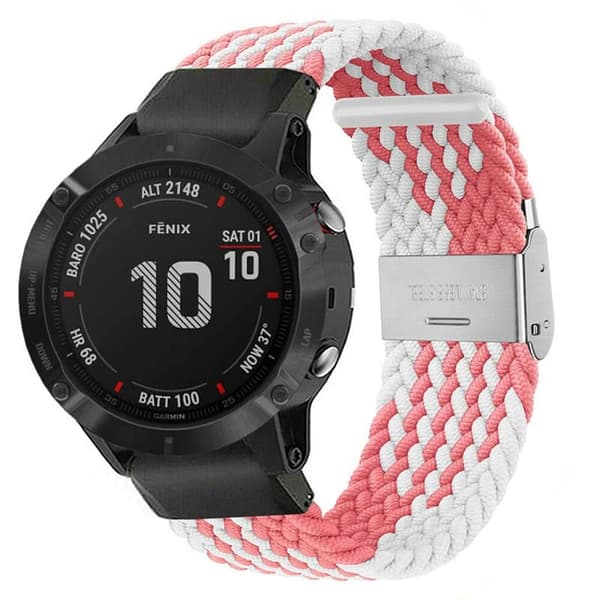 Flettet Urrem til Garmin Fenix 6 - Pinkwhite