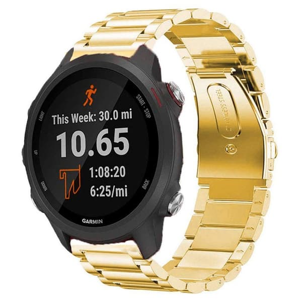 Rustfritt stÃ¥l klokkereim til Garmin Forerunner 245 - Gull