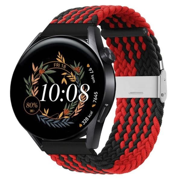 Flettet Elastisk urrem til Huawei Watch GT3 (42mm) - Rød/Sort